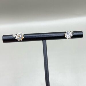 Vintage Silver Cubic Zirconia Solitaire Post Earrings
